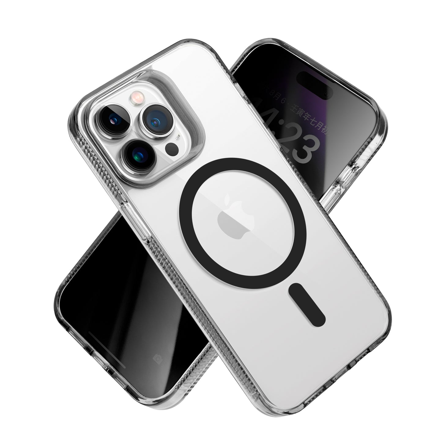 For Samsung Galaxy S22+ Plus 5G MagSafe Compatible Integrated Technology Clean Transparent Hybrid Armor TPU Frame Case Cover Black