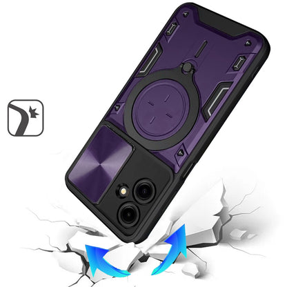 For Samsung Galaxy A07 Hybrid Magnetic 360° Ring Kickstand, MagSafe Compatible, Durable Full Camera Lens Protection Case Cover
