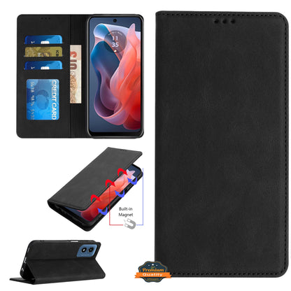 For Samsung Galaxy S26+ / S26 Plus Wallet Pouch with Credit Card Holder Flip, Magnetic Closure Vegan Leather and Stand Case Cover Black
