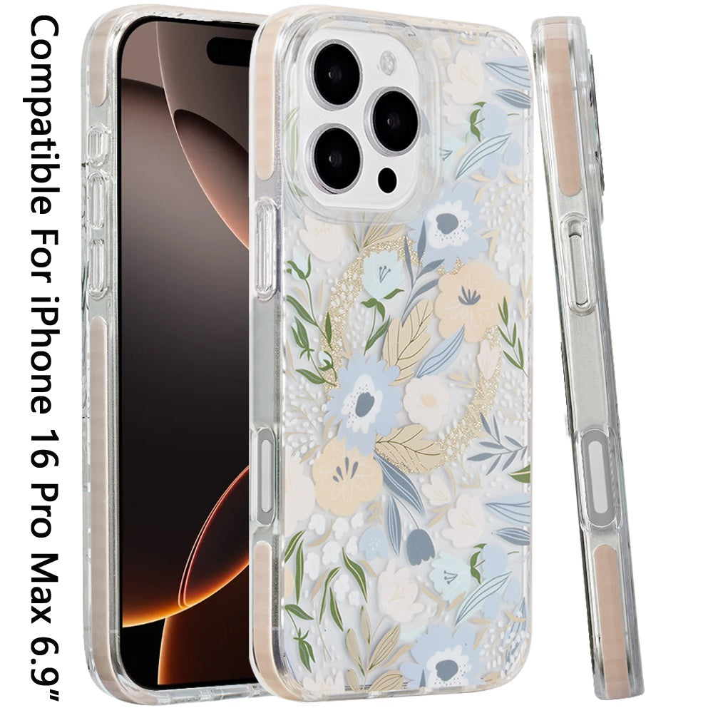 For iPhone 16 (6.1") Double Layer IMD Magnetic Hybrid Shockproof Protection Anti Scratch Durable Design Secure Grip Slim Profile Compatible Design Case Cover