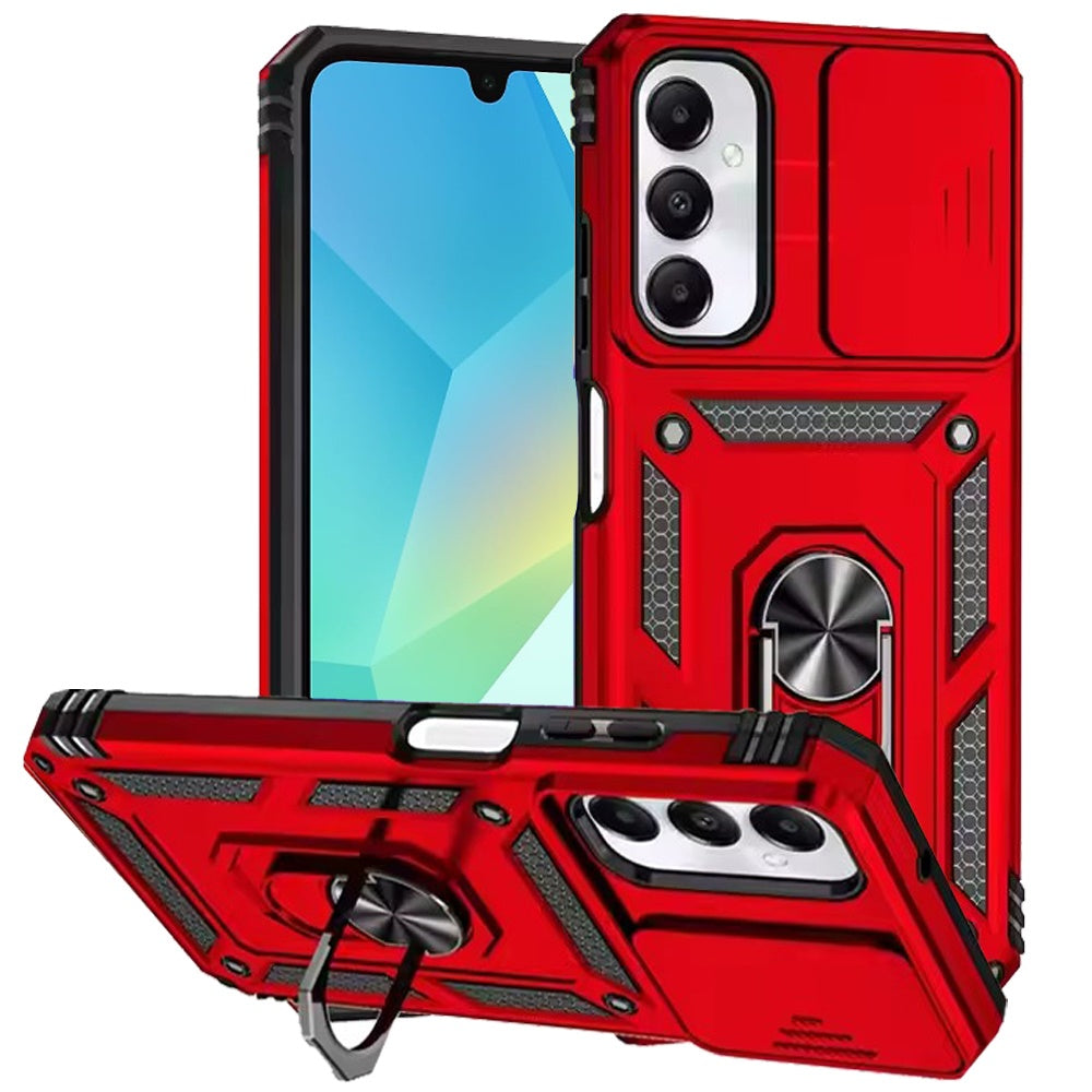 For Samsung Galaxy A16 5G Hybrid Shockproof Edge Bumper with Stand, Camera Lens Protection & 360° Rotate Ring Kickstand Case Cover