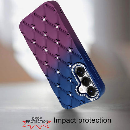 For Samsung Galaxy S26 Fashion Flower Design Sparkle Glitter Shimmer Rhinestone Bling Floral Accents, Leather Texture TPU Case Cover