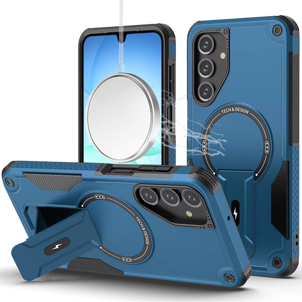 For Samsung Galaxy A17 5G Magnetic Invisible Kickstand Holder with Magsafe, Slim Fit Shockproof Hybrid Military Grade Heavy Duty Case Cover Midnight Green