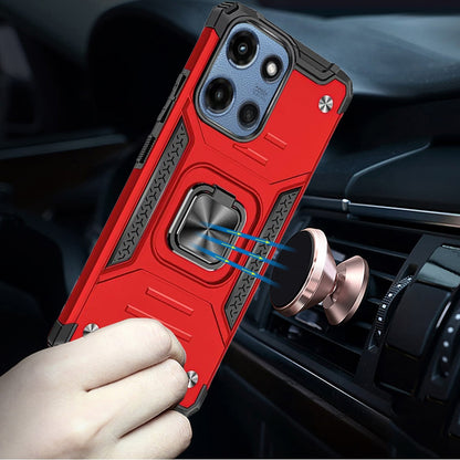 For Motorola Moto G 5G 2025 Armor Hybrid Magnetic Stand with Ring Holder Kickstand Shockproof Heavy-Duty Durable Rugged TPU Dual Layer Case Cover