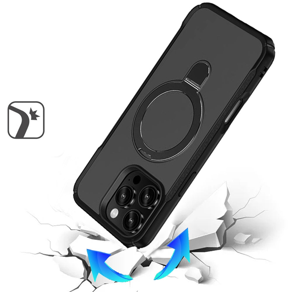 For iPhone 16 Pro Max (6.9") Matte Finish Magnetic Ring Hybrid Protective Invisible Kickstand Magsafe Compatible Protector