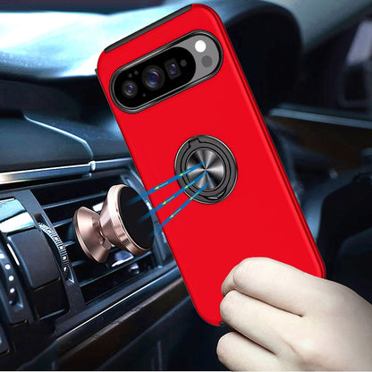 For Google Pixel 10 /Pixel 10 Pro Hybrid 360 Degree Rotatable Metal Invisible Ring Stand Holder Slim Fit Magnetic Car Mount Shockproof Case Cover