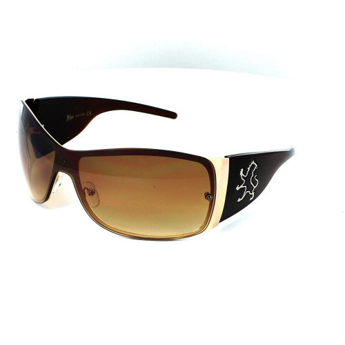 KHAN Sunglasses Shield 1028 - White [SUNGLASSES] Brown