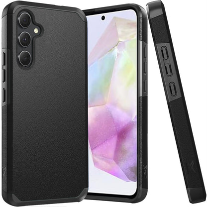 Phone Case for Samsung Galaxy A36 Slim Tough Shockproof Heavy Duty Hybrid Armor Anti Slip Durable Grip Dual Layer TPU Protective Hard Shell Cover Black