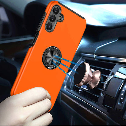 For Samsung Galaxy A16 5G Hybrid 360 Degree Rotatable Metal Invisible Ring Stand Holder Slim Fit Magnetic Car Mount Shockproof Case Cover Silver