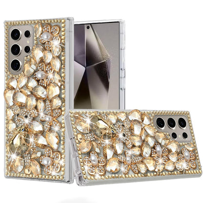 For Samsung Galaxy S25 Ultra Bling Crystal 3D Full Diamonds Luxury Sparkle Rhinestone Hybrid Protective Case Cover