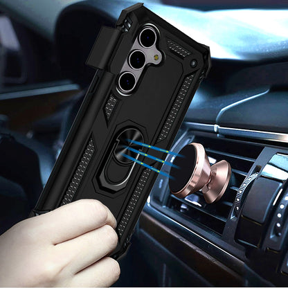 For Samsung Galaxy S25 /S24 Hybrid Combo Belt Clip Holster with Ring Stand Holder, Military Grade Fit Magnetic Car Mount Shockproof Case Cover Black
