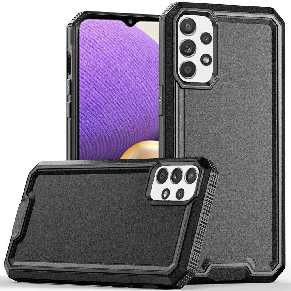 For Samsung Galaxy A32 5G Tough Modern Fused Hybrid Armor Hard PC TPU Rubber Shockproof Drop Protection Impact Case Cover Black