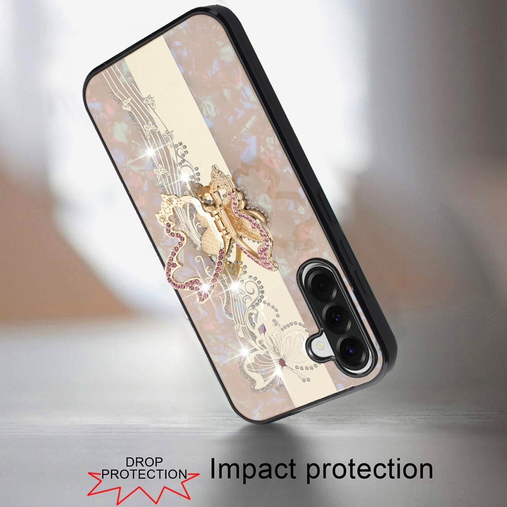 For Samsung Galaxy A57 Diamonds 3D Butterfly Bling Sparkly Glitter Ornaments Engraving Hybrid with Stand Fashion Case Cover