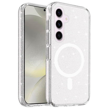 For Samsung Galaxy S23 Ultra MagSafe Compatible Glitter Sparkle Bling Hybrid Case with Magnetic Circle, Slim TPU & Hard PC Frame Case Cover Clear