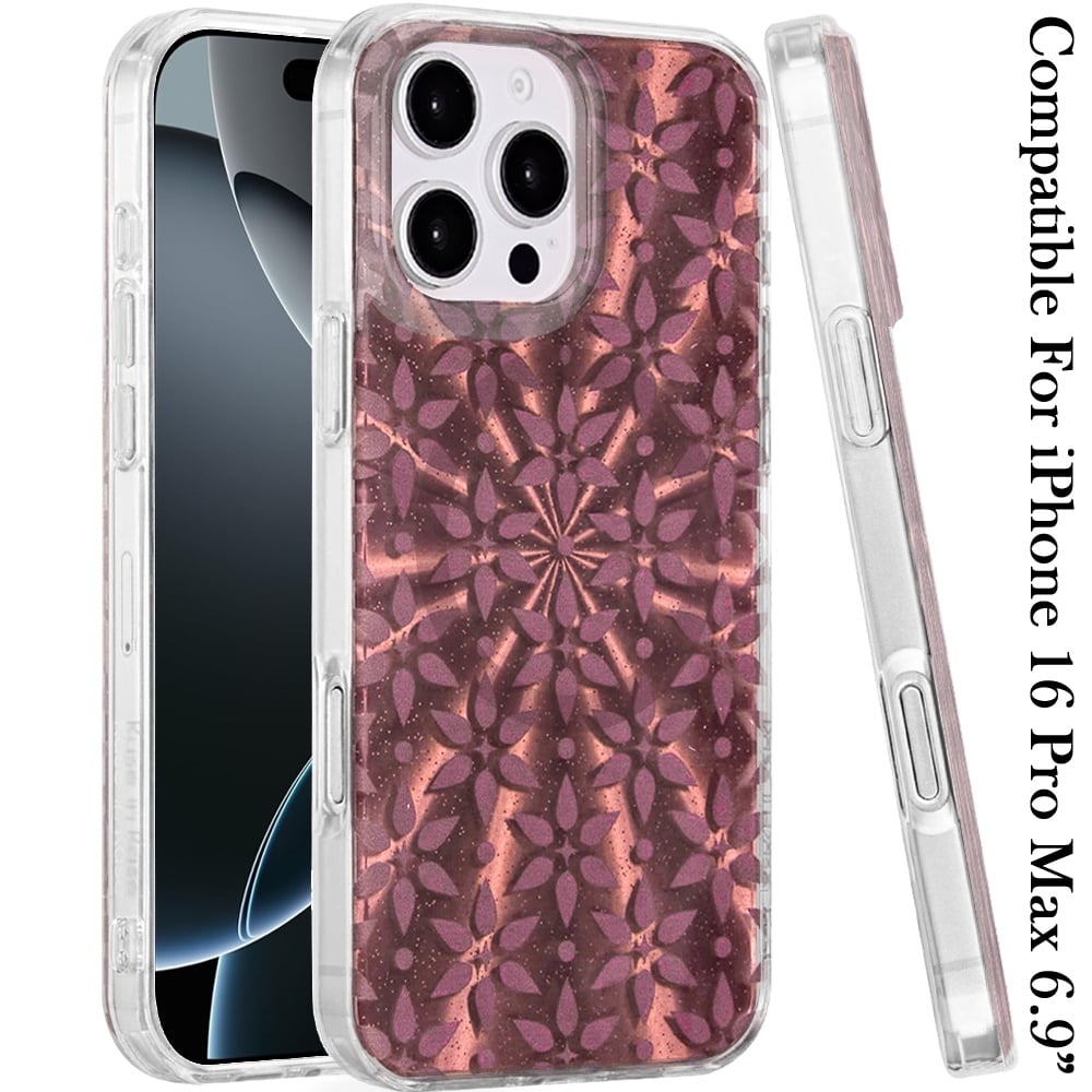 For iPhone 16 Pro Max (6.9") Stylish Pattern Fashion IMD Printed Design TPU Double Layer Slim Shockproof with Magnetic Back Case Cover