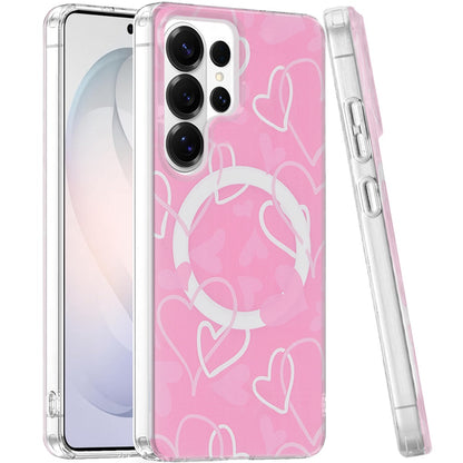 Phone Case for Samsung Galaxy S26 Ultra Shockproof Dual Layer TPU IMD Print Rugged Anti-Slip Grip Drop Protection Scratch Resistant Slim Fit Glossy Floral Heart Aesthetic Cover
