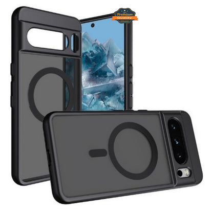 For Google Pixel 10 Pro XL Frosted Translucent Case with MagSafe Compatible Slim, Shockproof Protective Matte TPU Military Grade Tough Case Cover Black
