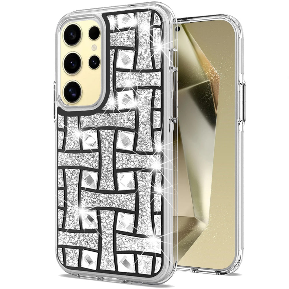 For Samsung Galaxy S25 /S24 Sparkly 3D Design Diamond Shockproof Protective Bling Glitter Rhinestone Hybrid Skin PC & TPU Case Cover