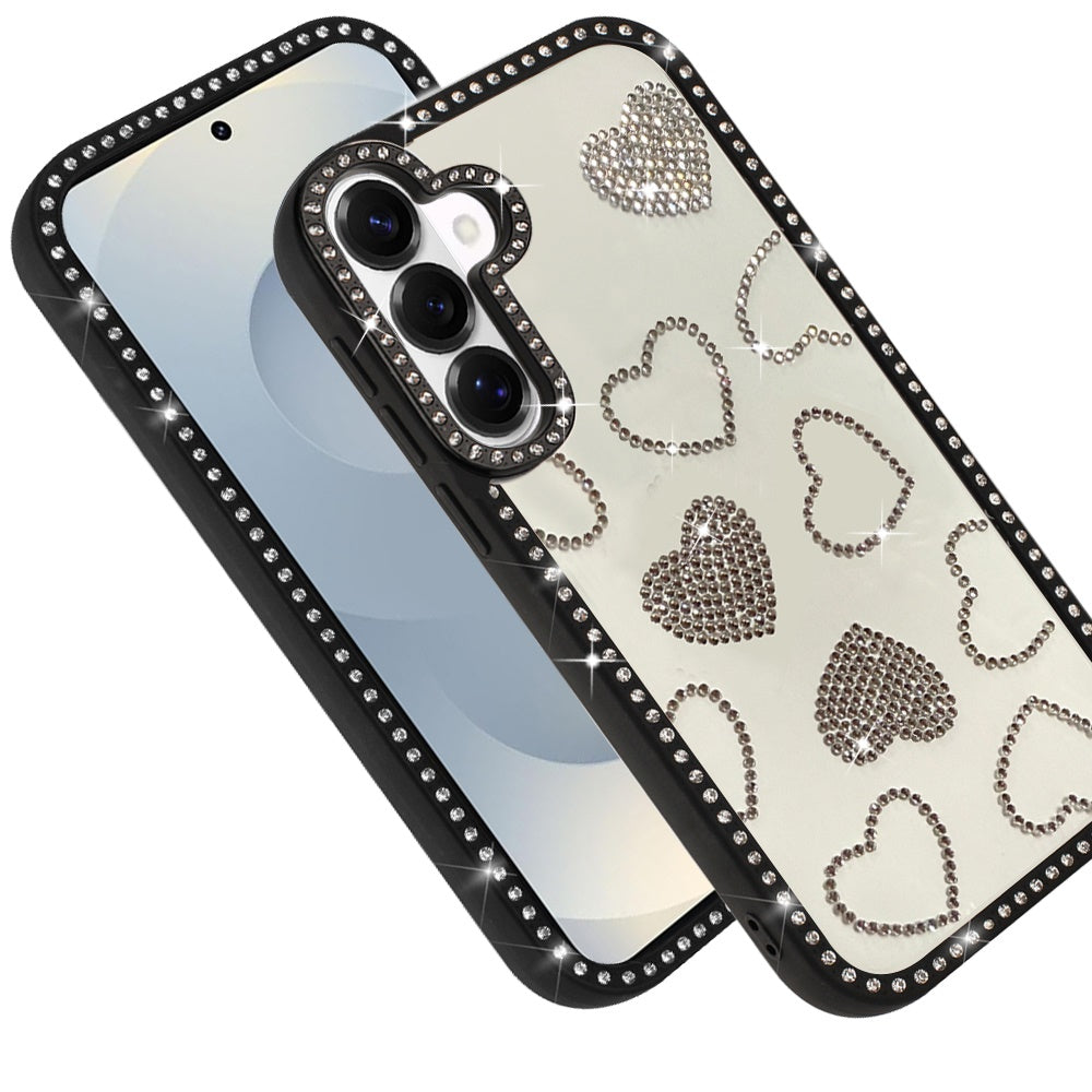 For Samsung Galaxy S26 Spread Love Glitter Shimmer Bling Diamond Edge Hybrid Drop Protection Shockproof Design Case Cover