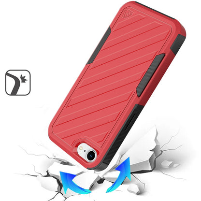 For Apple iPhone 17E /16E Rugged 2in1 Armor Combo Belt Clip Holster, Non-Slip Tough Hybrid lined Shockproof Case Case Cover Red+Black