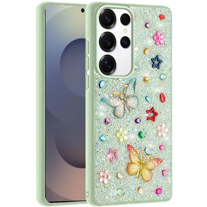 For Samsung Galaxy S25 Ultra Diamond Butterfly 3D Glitter Bling Design, Slim Hybrid Sparkle Protective Cover TPU for Women Girls Case Cover