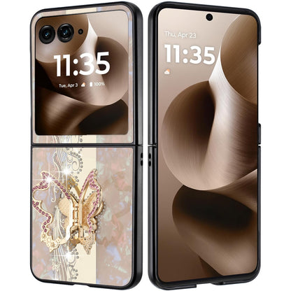 For Motorola Razr+ PLUS (2025) Diamonds 3D Fashion Bling Sparkly Glitter Ornaments Engraving Hybrid with Ring Stand Case Cover