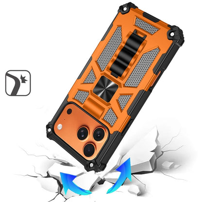 For Apple iPhone 17 Pro (6.3") Hybrid Shockproof [Military Grade] Rugged Protective with Magnetic Car Mount & Invisible Stand Case Cover Cosmic Orange