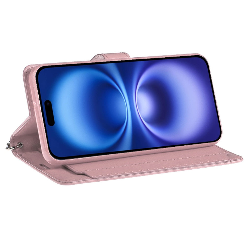 For Apple iPhone 17 (6.3") Wallet Case with ID/ Card Holder, Wristlet Strap, Magnetic TPU Protective Shockproof Folio Flip Case Cover
