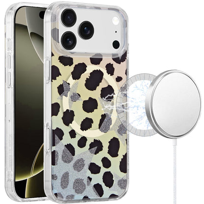 For Apple iPhone 17 Pro Max Stylish Pattern Fashion IMD Printed Design TPU Double Layer Slim Shockproof with Magnetic Back Case Cover Colorful Leopard