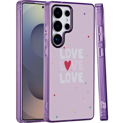 For Samsung Galaxy S25 Ultra Fashion Layer Design Slim IMD TPU Protective, Shockproof Hybrid Stylish Durable Hard PC Case Cover Love