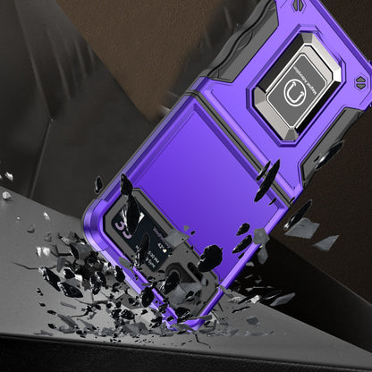 For Motorola Razr 2023 Hybrid Stand Magnetic Ring Holder Kickstand Heavy Duty Rugged Drop Silicone & Hard PC Shockproof Case Cover Dark Purple