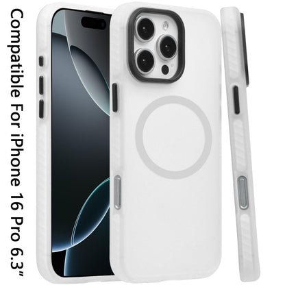 For Apple iPhone 16 Pro (6.3") Matte Skin Hybrid TPU with Magnetic Circle MagSafe Compatible, Military Grade Shockproof Slim Fit Case Cover