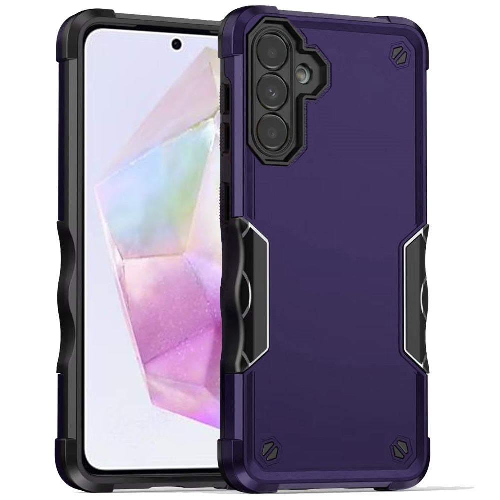 For Samsung Galaxy A35 Slim Fit Back Hybrid Lightweight Shockproof 2-in-1 Hybrid Hard PC Bumper Frame Armor Protection Case Cover Dark Purple
