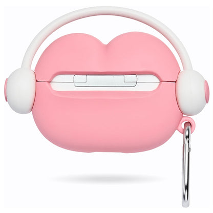 For Airpods Pro 3 Hybrid Cute 3D Fun Design Silicone Skin Cartoon Animal with Keychain Buckle Holder Rubber TPU Soft Case Cover Pink Kitty