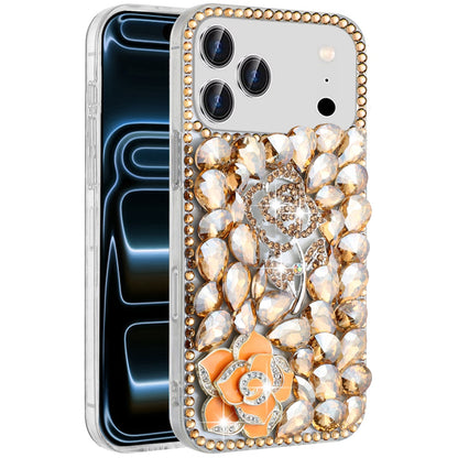 For Apple iPhone 17 Pro Max (6.9") Bling Crystal 3D Full Diamonds Luxury Sparkle Rhinestone Hybrid Protective Case Cover