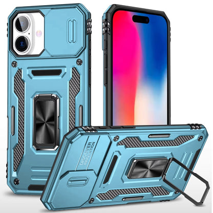 Apple iPhone 15 (6.1") Hybrid Case with Rotation Ring Stand Shockproof & Camera Window TPU Armor Dropproof