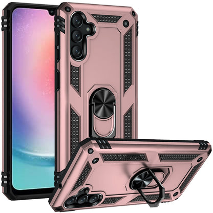 For Samsung Galaxy A26 Hybrid Shockproof Durable 360 Degree Rotatable Ring Stand Holder Kickstand Fit Magnetic Car Mount Case Cover Rose Gold