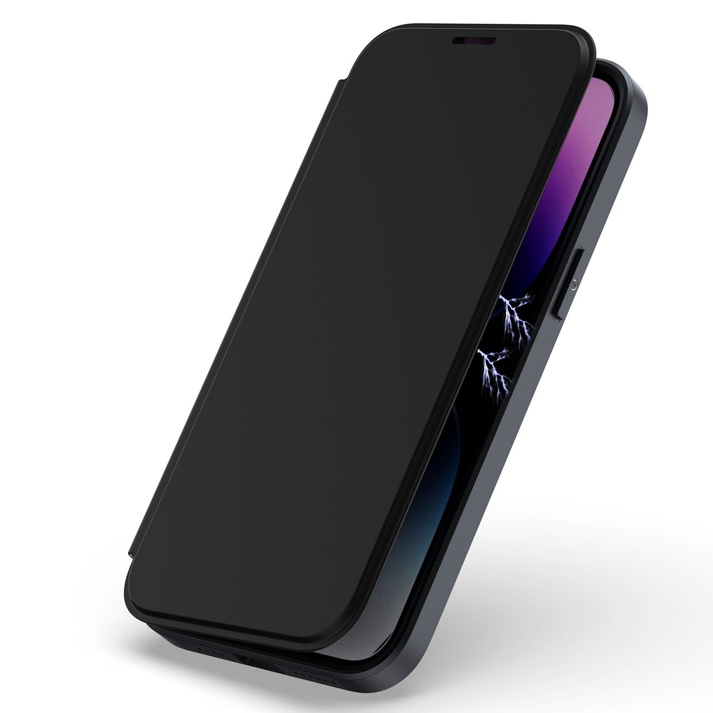 For Apple iPhone 16 Pro Max (6.9") Flap Wallet Case Credit Card Slot, Clear TPU Back Hard [Magnetic Circle] Compatible with Magsafe Case Cover Black