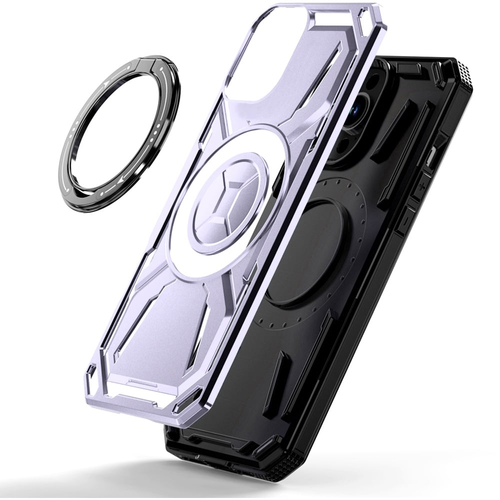 For iPhone 12 / iPhone 12 Pro (6.1") Hybrid Magnetic Ring and 360° Rotational Kickstand with MagSafe Compatible, Military Grade Drop Protection Case Cover Light Purple