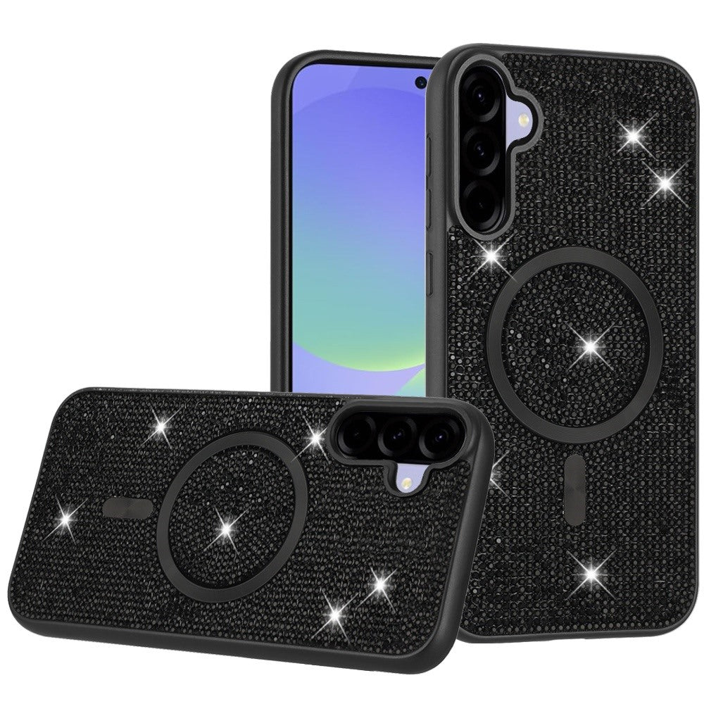 For Samsung Galaxy A37 Sparkly Diamond Bling Case Rhinestone Skin Hybrid with Magnetic Circle, MagSafe Compatible Case Cover