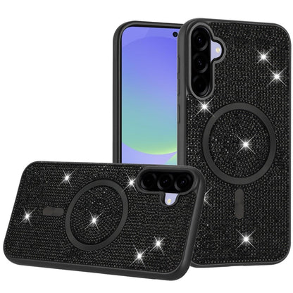 For Samsung Galaxy A37 Sparkly Diamond Bling Case Rhinestone Skin Hybrid with Magnetic Circle, MagSafe Compatible Case Cover