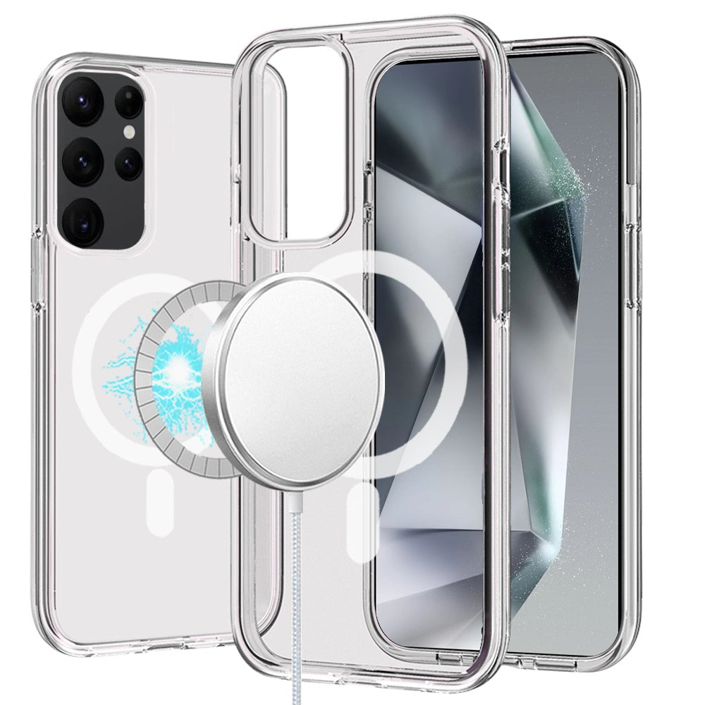 For Apple iPhone 17E /16E MagSafe Compatible Transparent Hybrid Case with Magnetic Circle, Shock Absorption TPU Rubber Case Cover