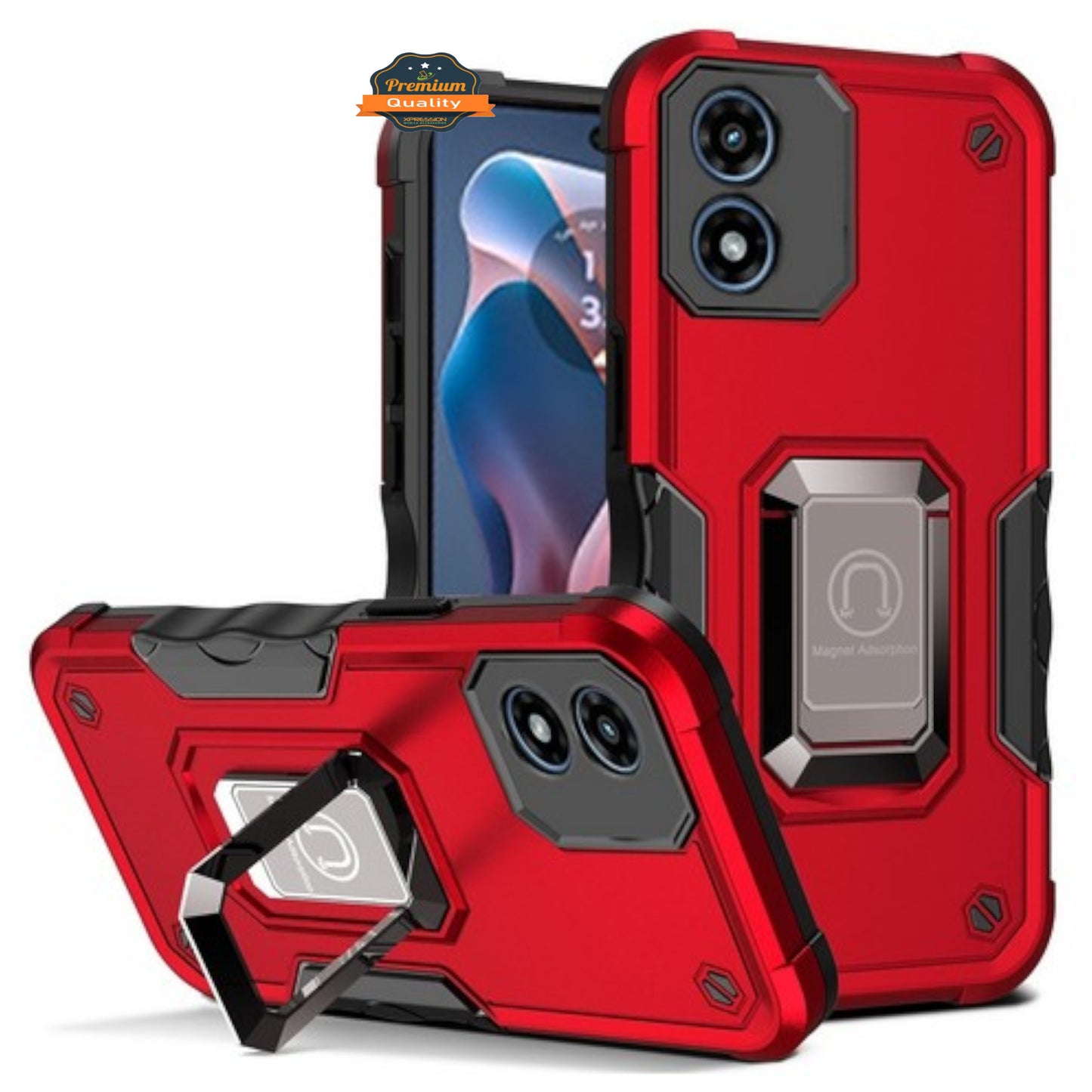 For Motorola Moto G Stylus 5G 2025 Heavy Duty Hybrid 2in1 Hard PC & TPU Rugged Bumper Shockproof with Magnetic Ring Kickstand Case Cover