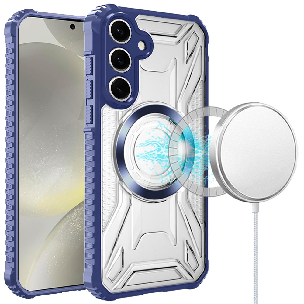 For Samsung Galaxy S25 /S24 Magnetic Circle Transparent Rugged Hybrid MagSafe Compatible Pattern Clear Shockproof Frame Bumper Case Cover