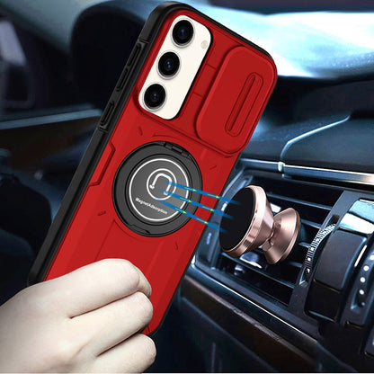 For Samsung Galaxy S21 Ultra Build in Invisible Magnetic Ring Stand with Slide Camera Protector, fit Magnetic Car Mount [Compatible with MagSafe] Case Cover