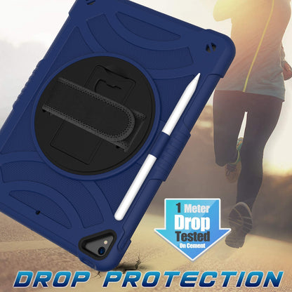 For 3-in-1 Tough Hybrid Shockproof Protector Silicone TPU with Pencil Holder, Kickstand, Hand & Shoulder Strap Blue Tablet Case Cover