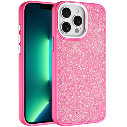For Apple iPhone 13 Pro Max Crystal Sparkle Diamond Glass Full Mini Glitter Bling Frame TPU Hybrid Protective Case Cover