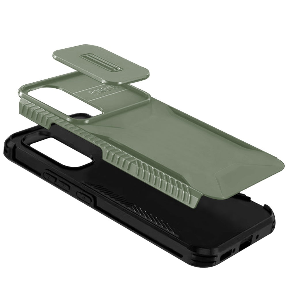 For Samsung Galaxy A36 Slim Fit Shockproof Hybrid with Slide Camera Window Covering, Rugged Tpu Silicone Hard PC Bumper Case Cover