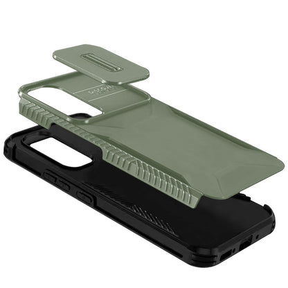 For Samsung Galaxy A36 Slim Fit Shockproof Hybrid with Slide Camera Window Covering, Rugged Tpu Silicone Hard PC Bumper Case Cover