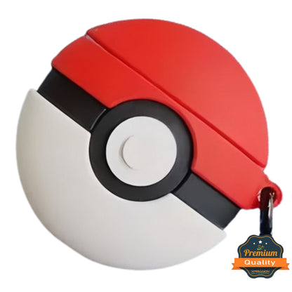 For Airpods Pro 3 Hybrid Cute 3D Fun Design Silicone Skin Cartoon Animal with Keychain Buckle Holder Rubber TPU Soft Case Cover Poke Ball